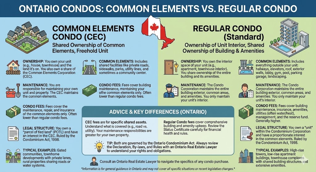 Infographic comparing and contrasting a regular condominium unit and a CEC